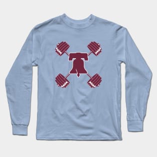 Phillies Phightins Barbell Maroon Gym Long Sleeve T-Shirt